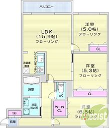 札幌市白石区本通17丁目南マンション 3LDKの間取図画像