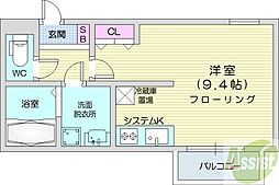 アビタ円山 1Kの間取図画像