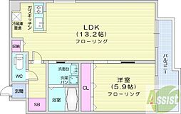 グランヴィルツザカビル 1LDKの間取図画像