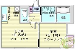 グラスN21 1LDKの間取図画像