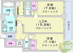 D'グラフォート札幌ステーションタワー 2LDKの間取図画像