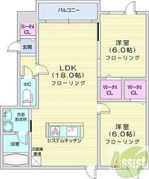 リアン-2 2LDKの間取図画像