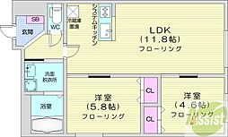 新築)TerraceChihaya(テラスチハヤ) (中の島1-4A棟) 2LDKの間取図画像
