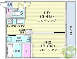 札幌市白石区栄通10丁目マンション 1LDKの間取図画像