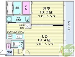 札幌市白石区栄通10丁目マンション 1LDKの間取図画像