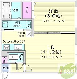 札幌市白石区栄通10丁目マンション 1LDKの間取図画像