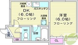 アベニール 1DKの間取図画像