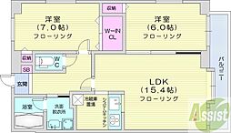 インペリアル山鼻 2LDKの間取図画像