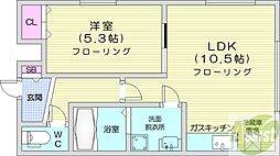 グランメール北1条 1LDKの間取図画像