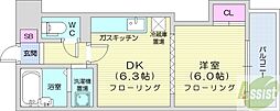 フィオーレセレスト 1DKの間取図画像