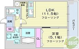 RESIDIAKITA-SANJO 1LDKの間取図画像