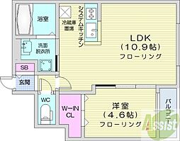 ブランシャールNEO 1LDKの間取図画像