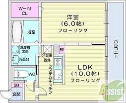AXIS-FA苗穂 1LDKの間取図画像