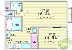 INOVE札幌南4条 1LDKの間取図画像