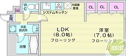 ナカウビルユー・ハイツ昴 1LDKの間取図画像
