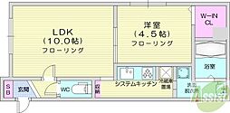 リストワール元町駅南 1LDKの間取図画像