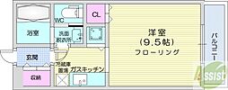 シャトーブラン17 1DKの間取図画像