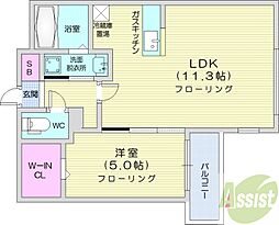 Lienマルヤマ 1LDKの間取図画像