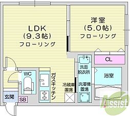 リッツグランデ大通り 1LDKの間取図画像