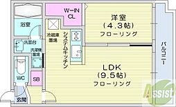 S-RESIDENCE西町 1LDKの間取図画像