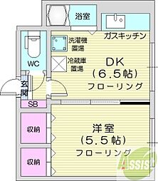 サニープレイス北21A 1DKの間取図画像
