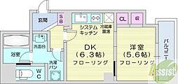 プロシード環状通東 1DKの間取図画像