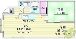 シャトー7 2LDKの間取図画像