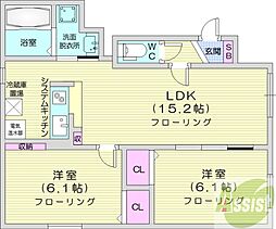 オードリーメール 2LDKの間取図画像