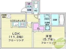 FS39 1LDKの間取図画像