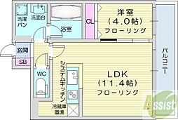 バロンドール 1LDKの間取図画像