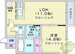 MTGARDENNorth 1LDKの間取図画像