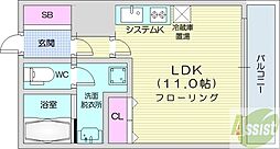 デュオヴェール ワンルームの間取図画像