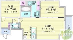 ブランシャールALAIN北18条 2LDKの間取図画像