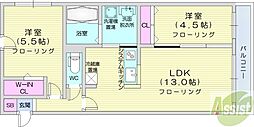 RESIDENCESHINMEI新道東 2LDKの間取図画像