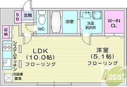 グランコンフォート麻生 1LDKの間取図画像