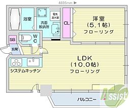 IMPERIAL22 1LDKの間取図画像