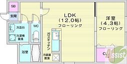 e-one 1LDKの間取図画像