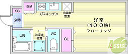 ベルデュール麻生 ワンルームの間取図画像