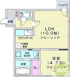 ルーク南4条 1LDKの間取図画像