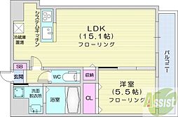 マストライフ南4条 1LDKの間取図画像