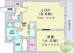 セントポーリア旭山公園通 1LDKの間取図画像