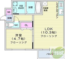 FAVORITENAKANOSHIMA 1LDKの間取図画像