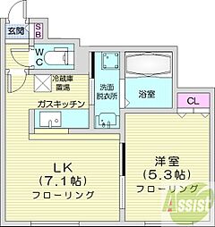 コートスプリングス元町 1DKの間取図画像