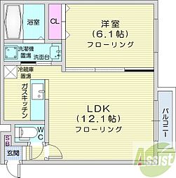 プレシャスレジデンス元町 1LDKの間取図画像