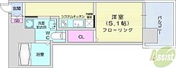 レジディア南一条 1Kの間取図画像