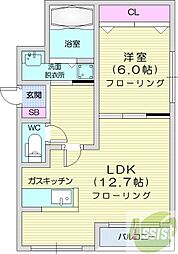 ココクエスト 1LDKの間取図画像
