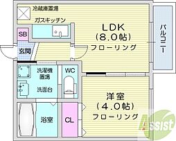 ヴィレッジ北大通壱番館 1LDKの間取図画像