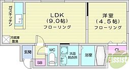ロワブランシュ 1LDKの間取図画像