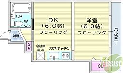 ロイヤルコート円山 1DKの間取図画像