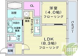 ヴィレッジ北大通壱番館 1LDKの間取図画像